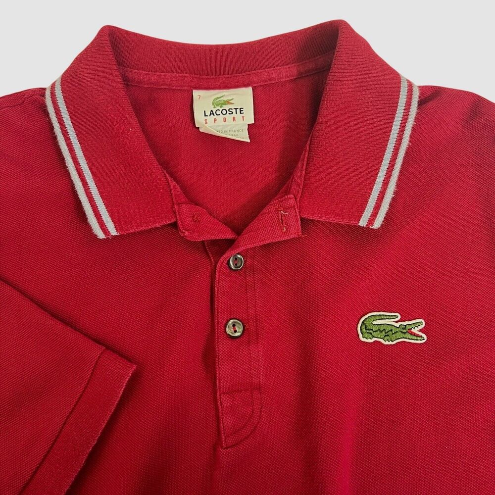 Lacoste Sport Polo Shirt Red Size 7 Mens Casual Short Sleeve Big Alligator Class